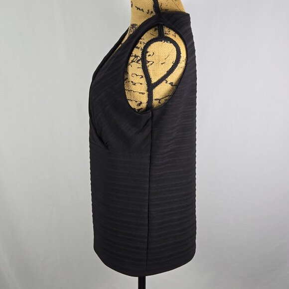 White House Black Market Minimalist Black Surplice Sleeveless‎ Top Women’s XL - Picture 2 of 14